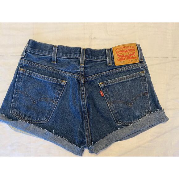 Levis 517 Size 31 High Waist Cut Off Denim Jean Shorts Daisy Dukes Vintage Style - Picture 2 of 6